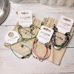 4 never been used Pura Vida bracelets! + stickers